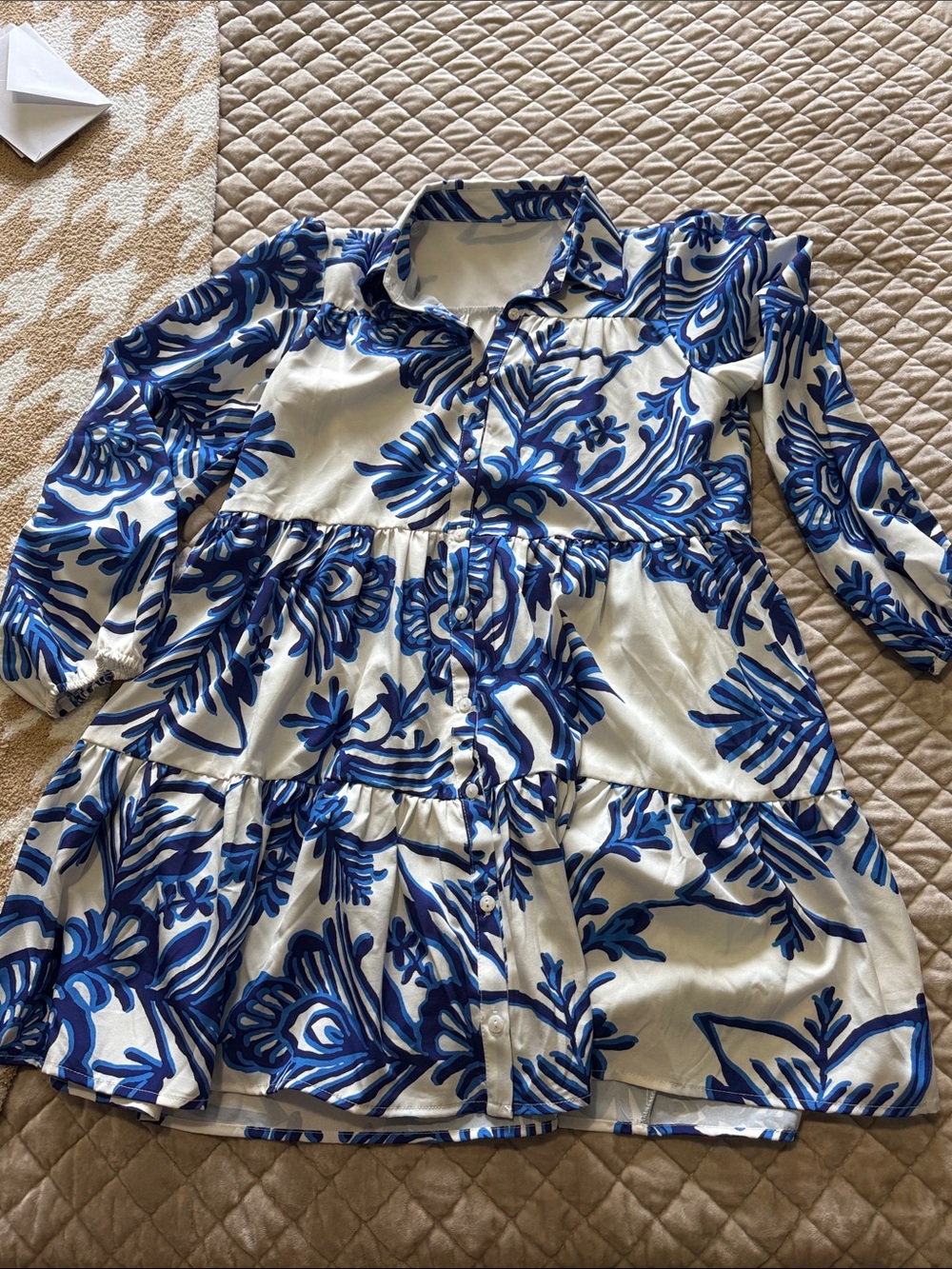 Breezy Blue & White abstract cute dress.